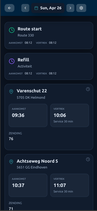 DataFirst Logistics mobile view (dark)